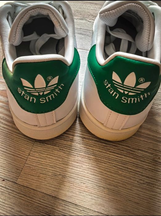 Adidas Stan Smith albi cu verde, marimea 38 2/3, igienizati