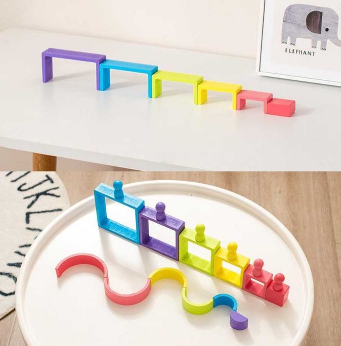 НАМАЛЕНИЯ Монтесори 4в1 комплект дървена игра / Логически дървени игри