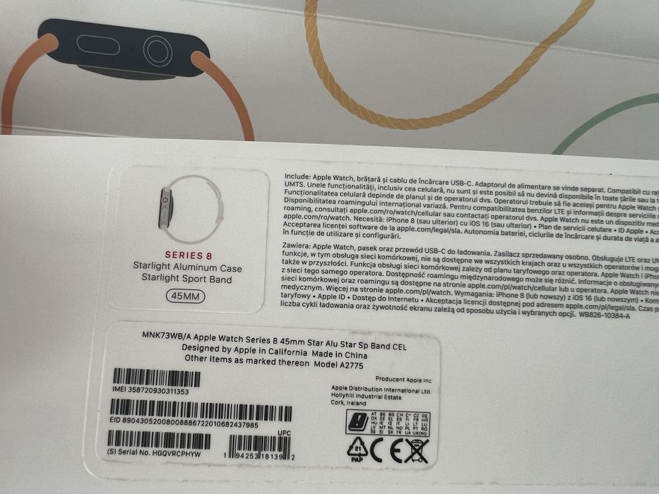 Apple Watch Series 8 45mm cellular A2775 Starlight