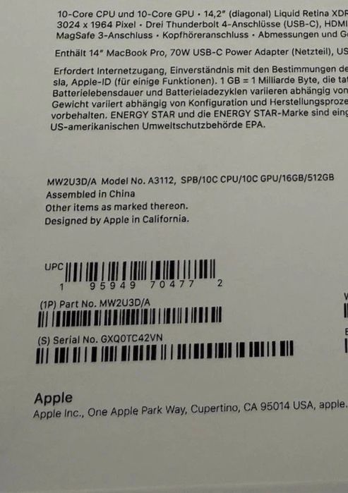 Продам свой MacBook Pro 14inch M4 16/512 Black покупал в Германии