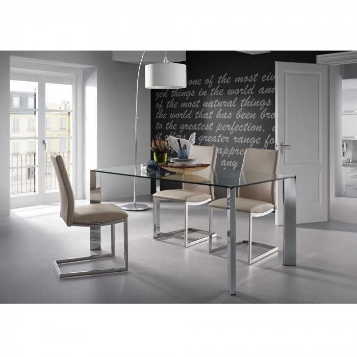 Masa din Sticla Securizata si Inox 80 x 160 x 75 cm Sigilata