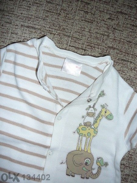 Комплект гащеризонче + боди 0-3 мес. + подарък терлички