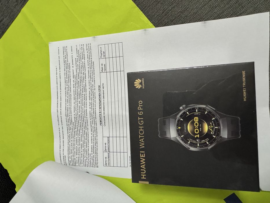 ЗАПЕЧАТАН 46mm Huawei watch GT 6 Pro Гаранция Yettel 2028 Black GT6