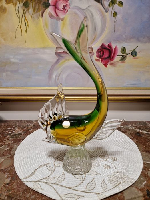 Уникална голяма антикварна италианска фигура Мурано Murano