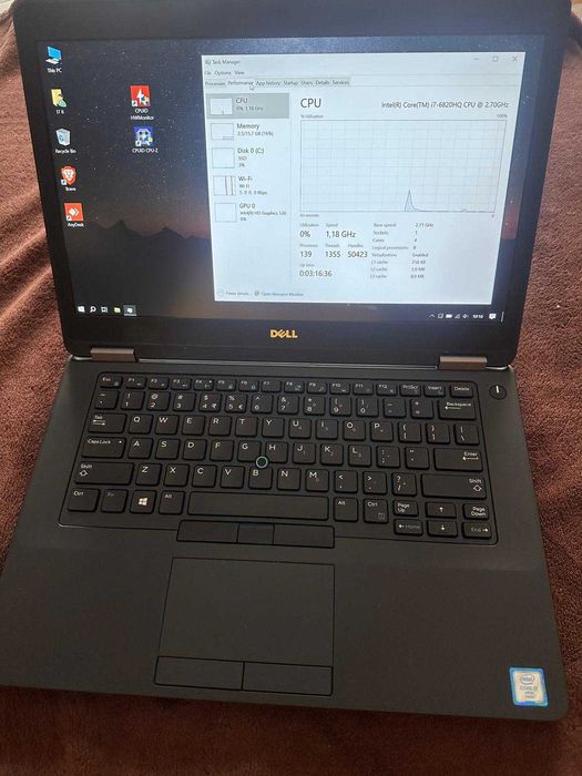 Laptop Dell I7 6820 HQ 16 GB Ram SSD 512 GB Ecran 14 Inch Baterie noua
