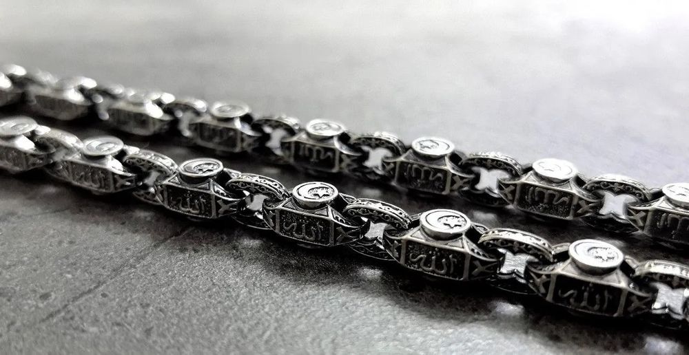 Серебряная цепь с уклоном и браслет