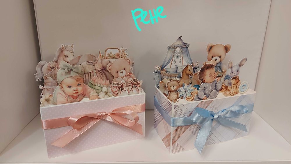 Изскачаща картичка кутия за сватба, бебе, кръщене, ръчно изработена