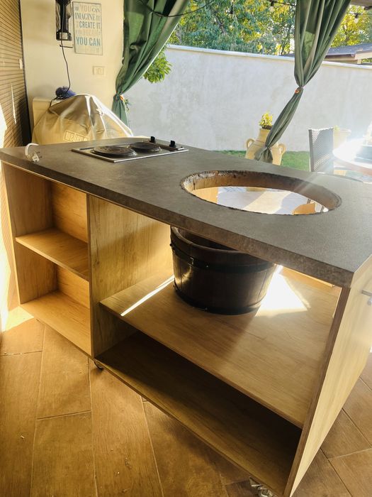 Mobilier super terasa/ bucatarie pe roti industriale