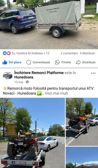 Remorca de inchiriat, platforma 750 kg, Spargator lemne 35 T