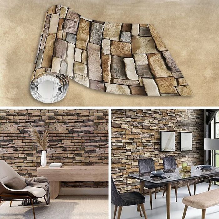 Самозалепващ 3D тапет с тухлен ефект - PVC, водоустойчив и шумоизолира