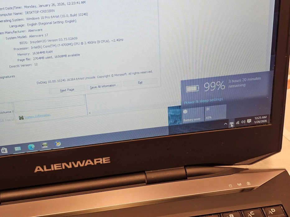 Laptop "17 Gaming Alienware P18e001 Intel i7 GTX 860 SSD