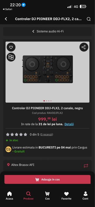 Controler DJ PIONEER DDJ-FLX2, 2 canale, negru / NOUA