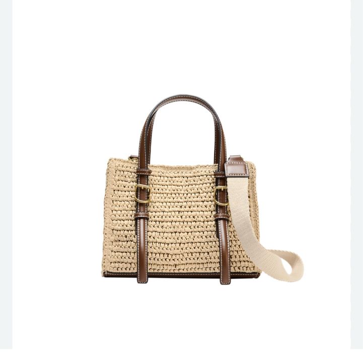 Елегантна мини тоут чанта Zara с плетен детайл и катарами
