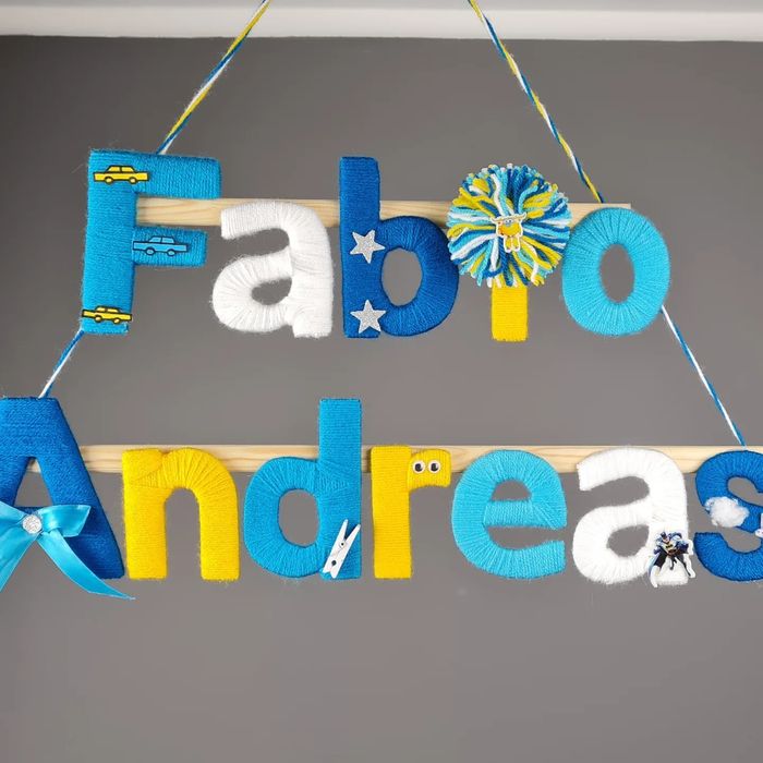 Nume colorat din mohair, handmade