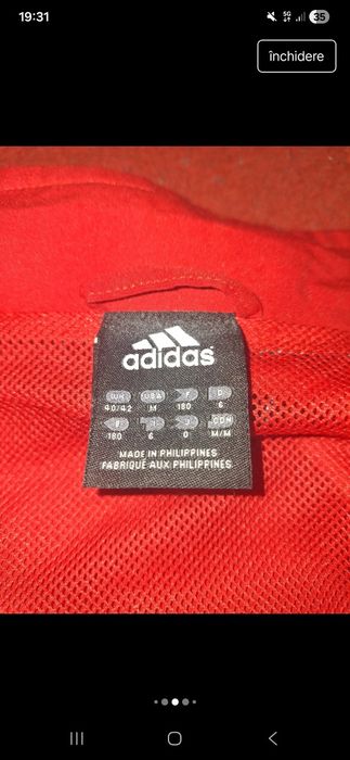 geaca trening adidas L  fotbal buzunare cu fermoare