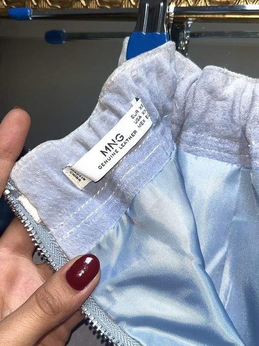 Fustă Mango, piele naturală întoarsă