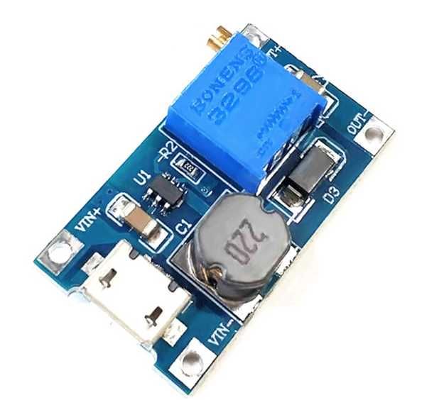 DC-DC  step up модул с USB за повишаване на захранването, MAX до 28V
