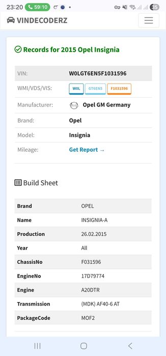 OPEL INSIGNIA 194CP 2015 190,000 km
