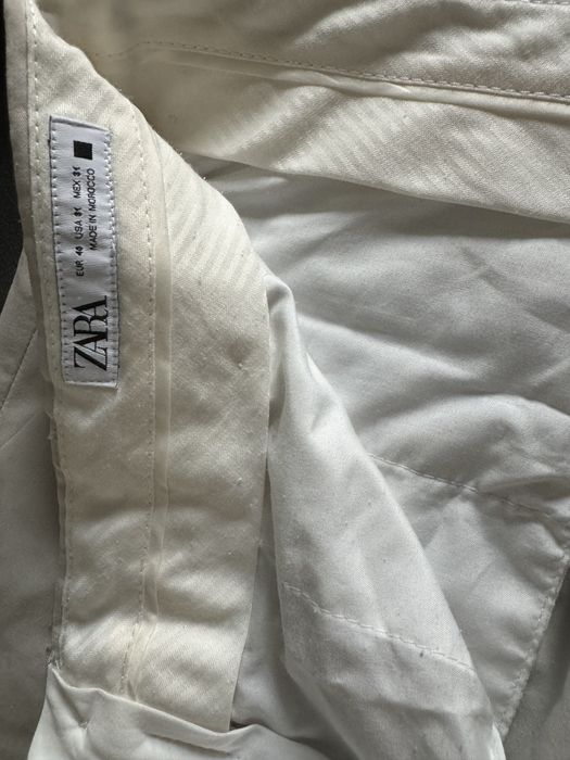 Pantaloni albi crem Zara marime 40 bumbac eleganti
