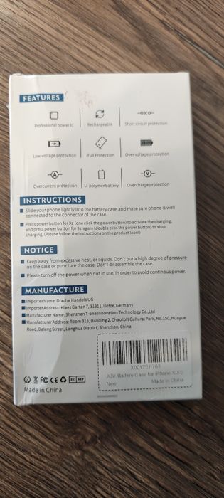 Кейс с вградена батерия за iPhone X / XS – 6000 mAh (JCK)