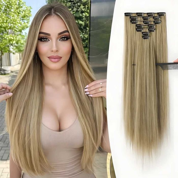 Къдрав екстеншън с клипс / треса / треса с клипси / Удължение за Коса