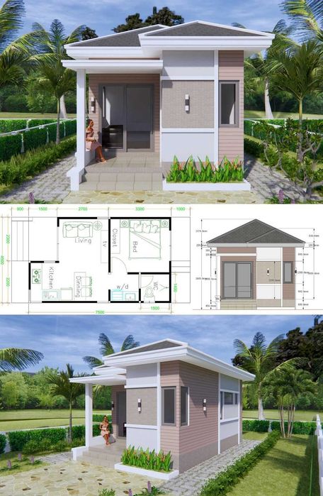 НА ИЗПЛАЩАНЕ - Луксозна сглобяема къща с 1 спалня, 34 кв. м