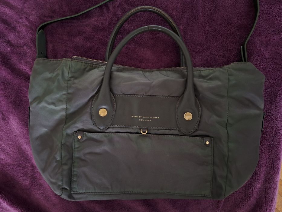 Marc by Marc Jacobs оригинална зелена чанта от плат и кожа