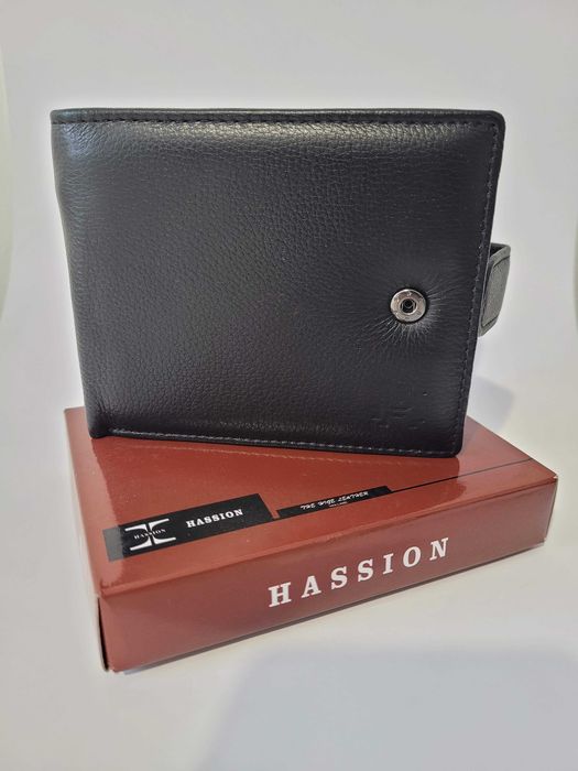 Portofel Hassion negru piele naturală