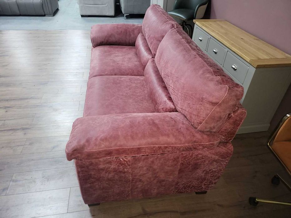 Червен кожен диван тройка "Santino" - телешки бокс