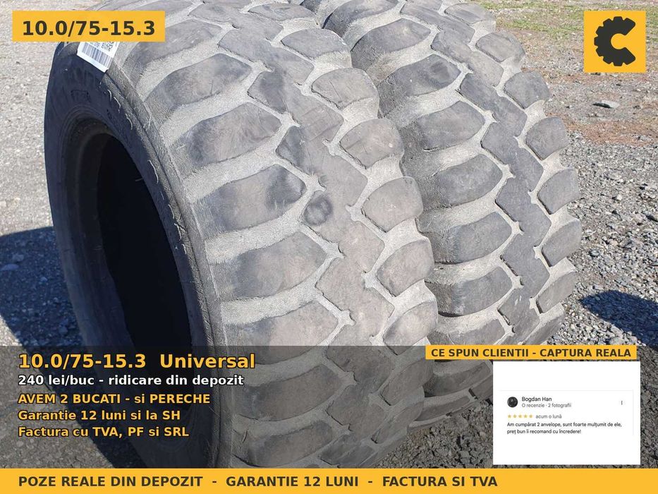Cauciucuri Anvelope 10.0/75-15.3 10.0/75 15.3 10/75-15.3 260/70-15.3 1007515 Universal Remorca Implement Flotatie SH Second Hand FACTURA TVA Stoc Real