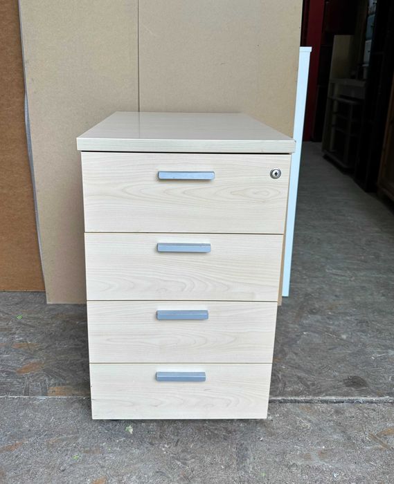 Stoc 100 buc Rollbox cu 4 Sertare finisaj lemn deschis; Casetiera 72x43x60 cm; Dulap de birou