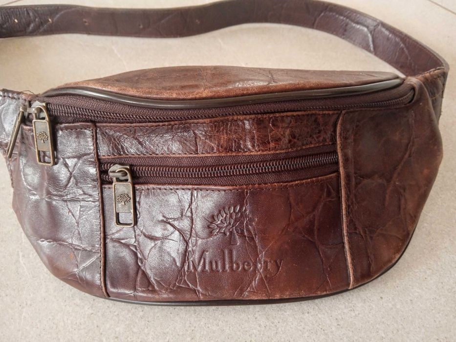 Mulberry кожена чанта за кръстa винтидж кафява