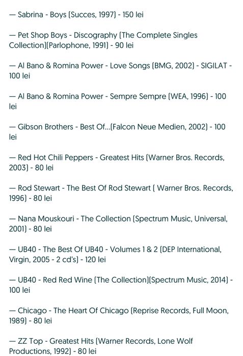 Cd-uri originale muzica diversa italo-disco/dance/synth-pop