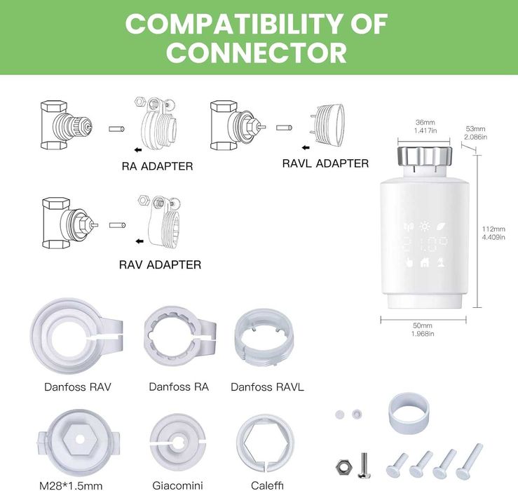 Smart термостат/термоглава Moes, Tuya ZigBee hub, сензор за прозорец
