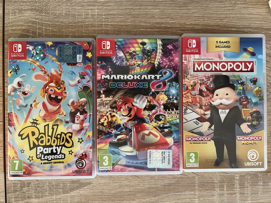 Lot 3 jocuri Mario Kart 8 Rabbids Party Monopoly Switch 1 2 joc Nintendo 2 volane