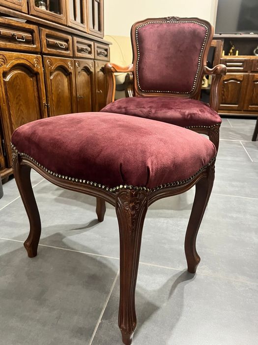 Set fotoliu + taburet vintage stil Louis XV