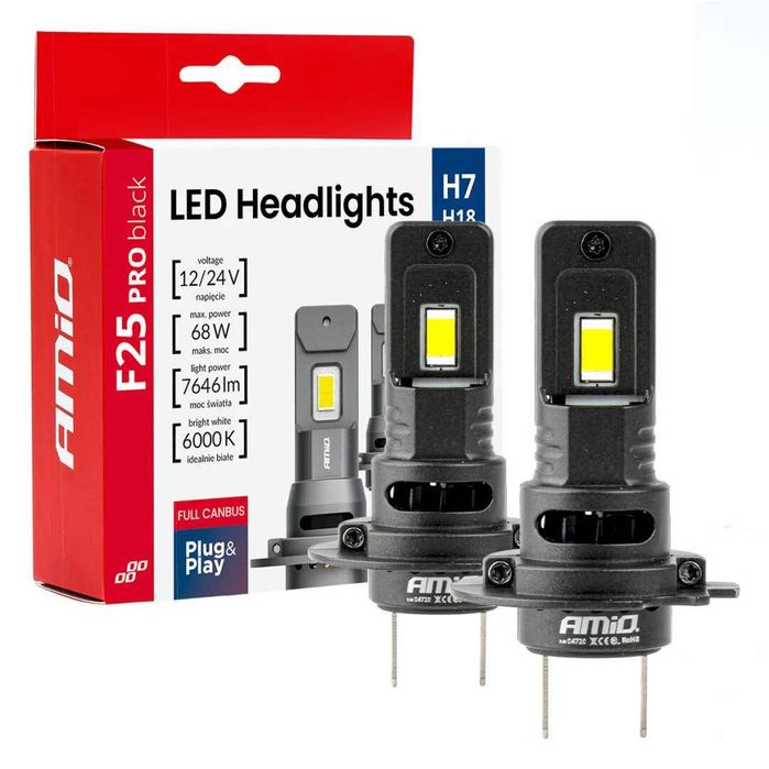 Крушки AMIO F25 PRO black canbus LED H7-18 68W 12-24V