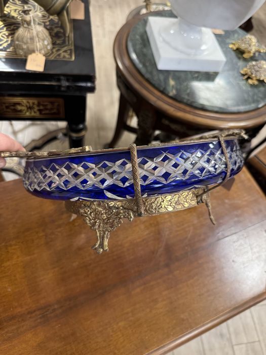 Fructiera deosebita din cristal cu montura din bronz