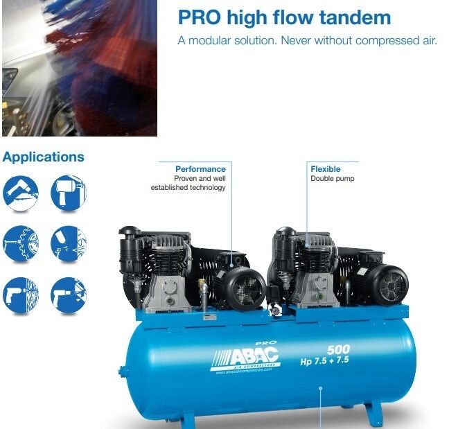 Compresoare Aer Profesionale TANDEM 2x2,2kw-270l / 2x5,5kw-500l ABAC