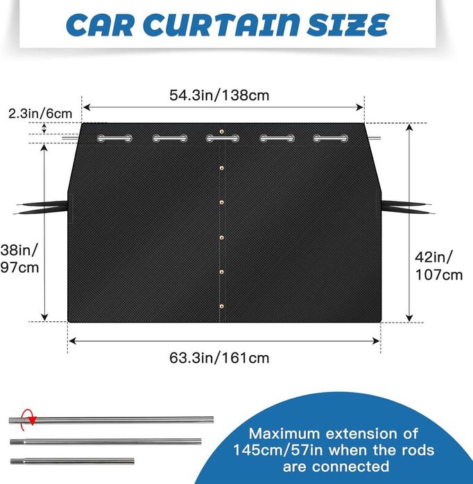 Подвижна ,разделителна, слънцезащитна  завеса за кола и кемпер ZATOOTO