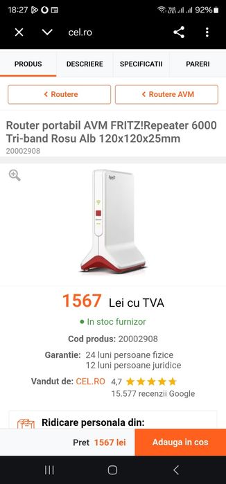 Router portabil AVM FRITZ!Repeater 6000 si  AVM FRITZ!Powerline 1260 WLAN