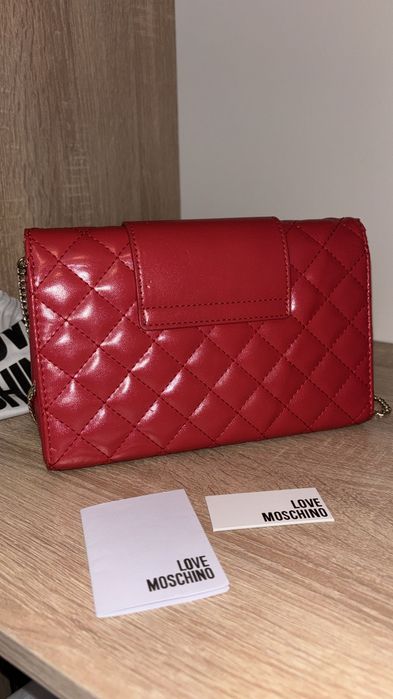 Geanta Love Moschino - Red & gold detail