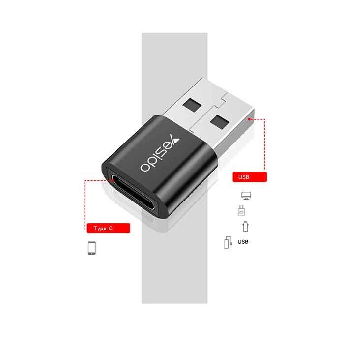 Переходник для подключения Type-C устройств к разъему USB-A Yesido