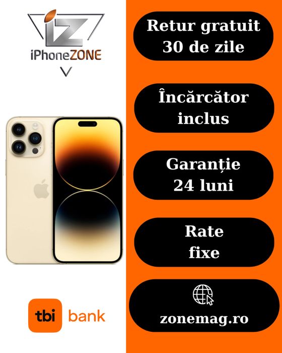 Iphone 13 Pro Max 256GB 100% Auriu Garantie Rate BuyBack - zonemag.ro