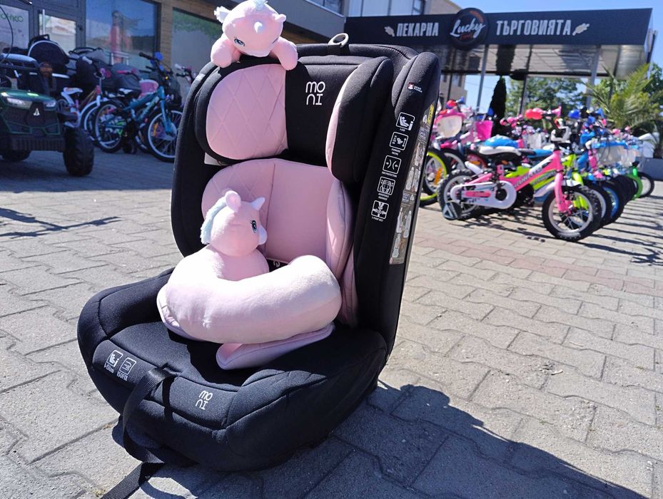 MONI Стол за кола I-SIZE I-SAFE ISOFIX (76-150 см) розов