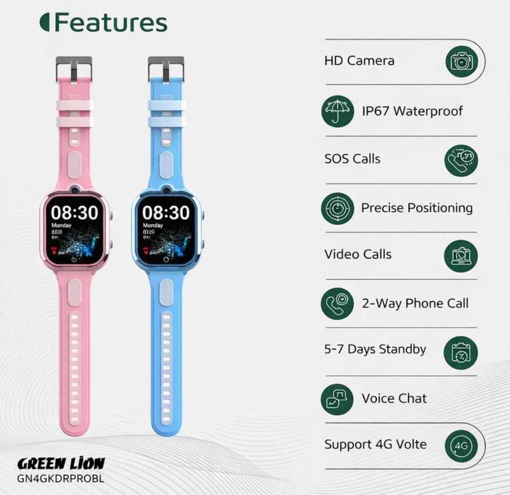 Green Lion 4G Kids Watch Pro — детские смарт-часы с видеозвонком и GPS