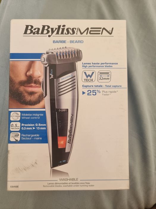 Aparat de tuns barba BaByliss E846E, Acumulator, 30 Trepte, Negru/Argintiu