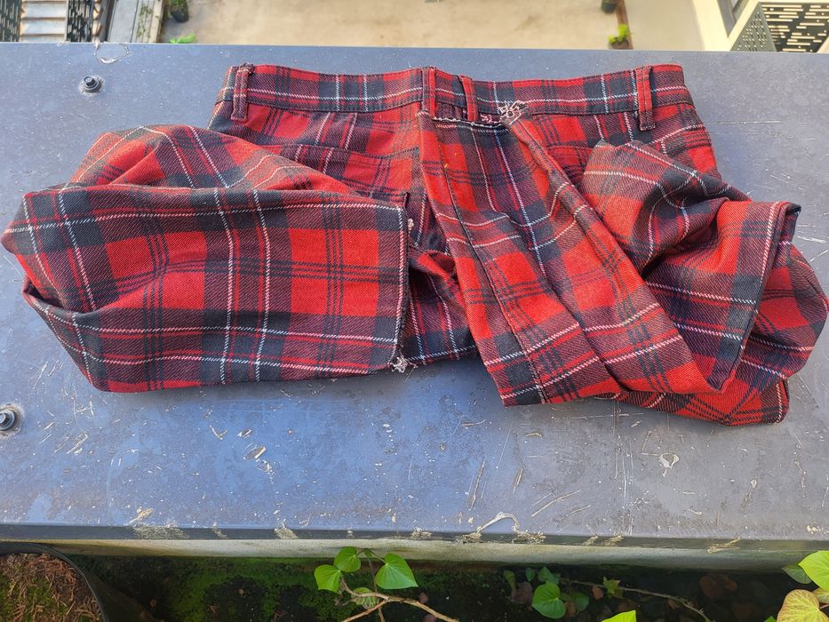 Pantaloni Zara M32 Red carouri rosu negru