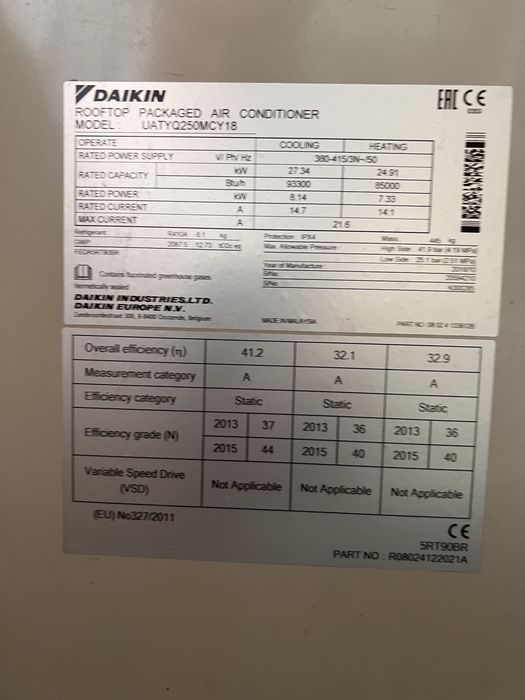 Покривна климатична камера, чилър  RoofTop DAIKIN