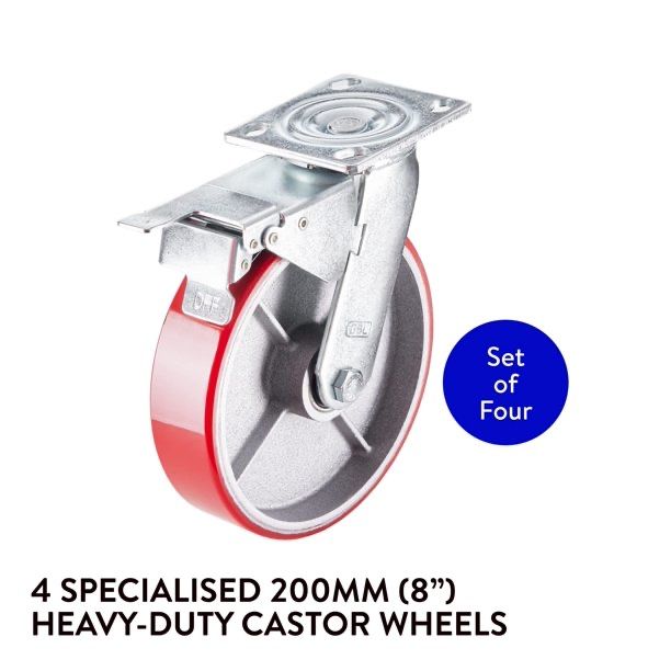 Тежкотоварни въртящи се колела GBL – комплект 4 бр. (със спирачки)